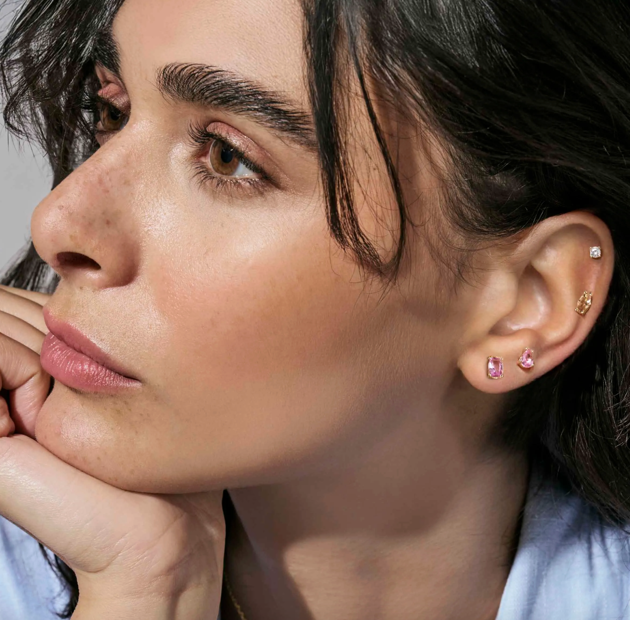 set 5 orecchini colour wave aurora ed. rosa-champagne nomination