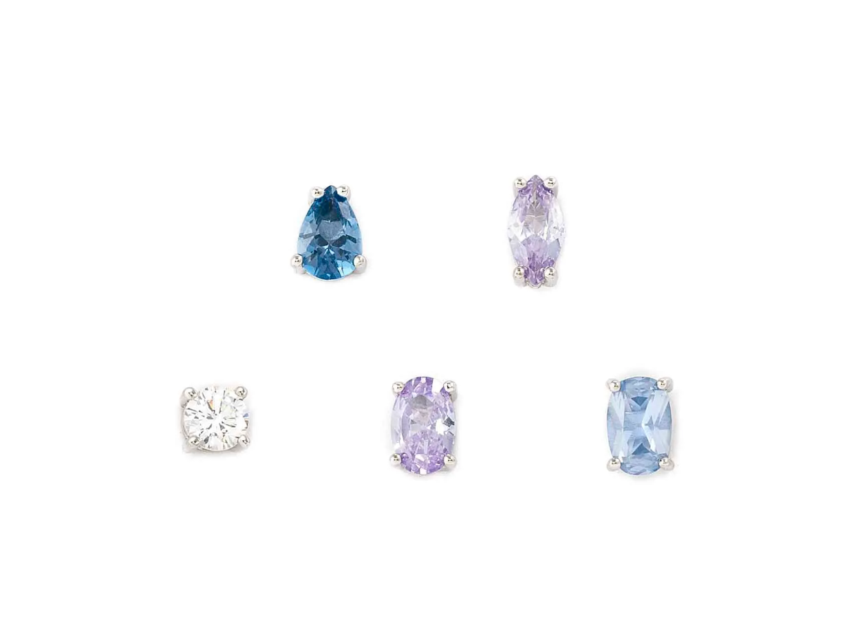 set 5 orecchini colour wave aurora ed. blu azzurro viola nomination