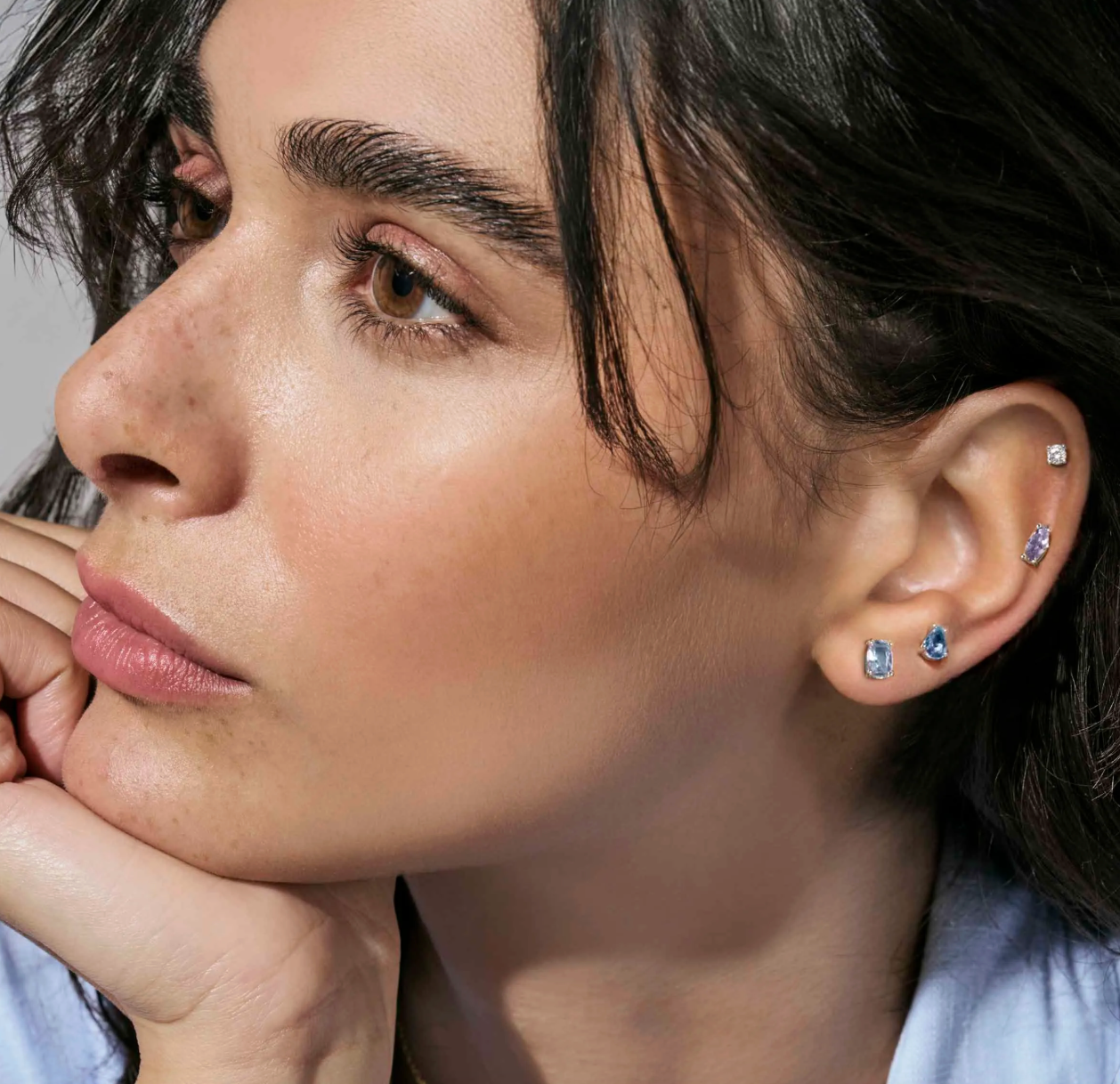 set 5 orecchini colour wave aurora ed. blu azzurro viola nomination