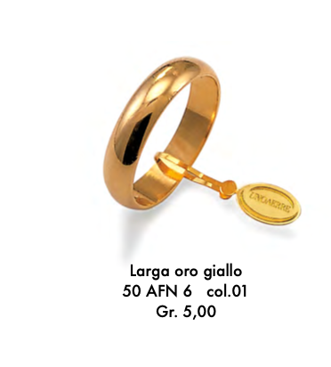 Fede Nuziale Larga gr.5 in oro giallo Unoerre