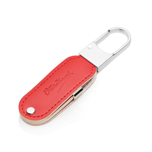PORTACHIAVI IN PELLE ROSSA C/CHIAVETTA USB 16GB Ottaviani