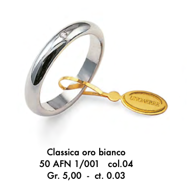 Fede CLASSICA oro bianco gr5 ct 0.03 Unoerre
