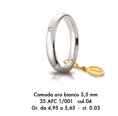 Fede COMODA oro bianco 3,5 mm ct.0.03 Unoerre