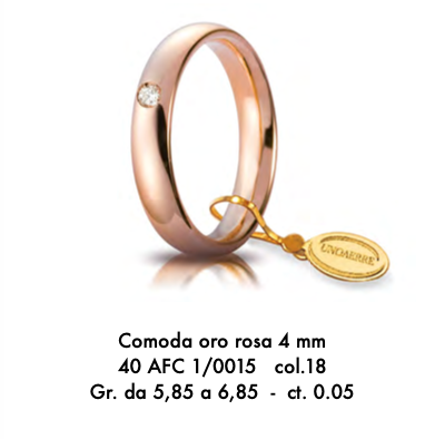 Fede COMODA oro rosa 4mm ct. 0.05 Unoerre
