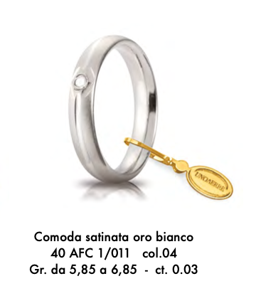 Fede COMODA oro bianco Satinata Unoerre