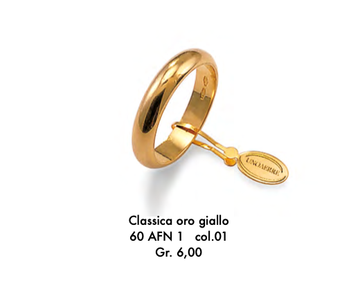 fede nuziale classica gr.6 in oro giallo unoerre