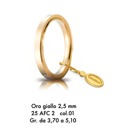 Fede CERCHI DI LUCE oro 2,5mm Unoerre